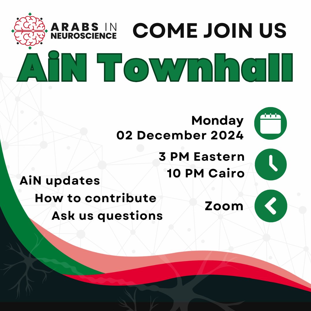 ArabsInNeuro's tweet photo. We are holding our first open online townhall for everyone interested to learn more about AiN and to give us your suggestions. 
Please join us: https://t.co/6ZVT874kQr https://t.co/QDXhIgyc6Q