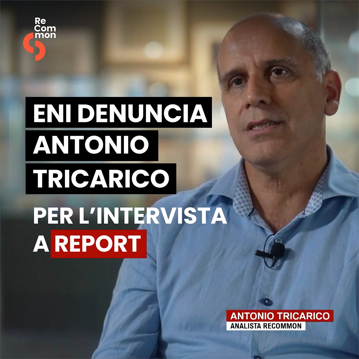 🔴 Eni ha denunciato per diffamazione a mezzo stampa <a href="/atricarico72/">Antonio Tricarico</a> di ReCommon in relazione alle dichiarazioni da lui rilasciate durante la puntata di <a href="/reportrai3/">Report</a> dello scorso 5 maggio.

L’accusa nei confronti dell’esponente di ReCommon appare come l’ennesimo tentativo di mettere