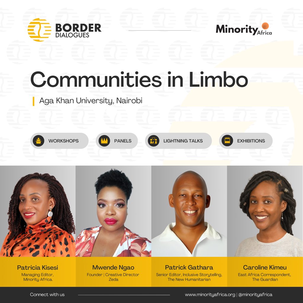 MinorityAfrica's tweet photo. 🎉We are delighted to invite you to the second edition of our annual flagship event - #BorderDialogues. And we are going to Nairobi, Kenya! 

🗓️ 29th November from 9am.

Join @gathara, @mwendesusu, @caroline__kimeu &amp; more at this gathering.

RSVP here: https://t.co/nCtnIVXzh6. https://t.co/Krt7SDSFD1