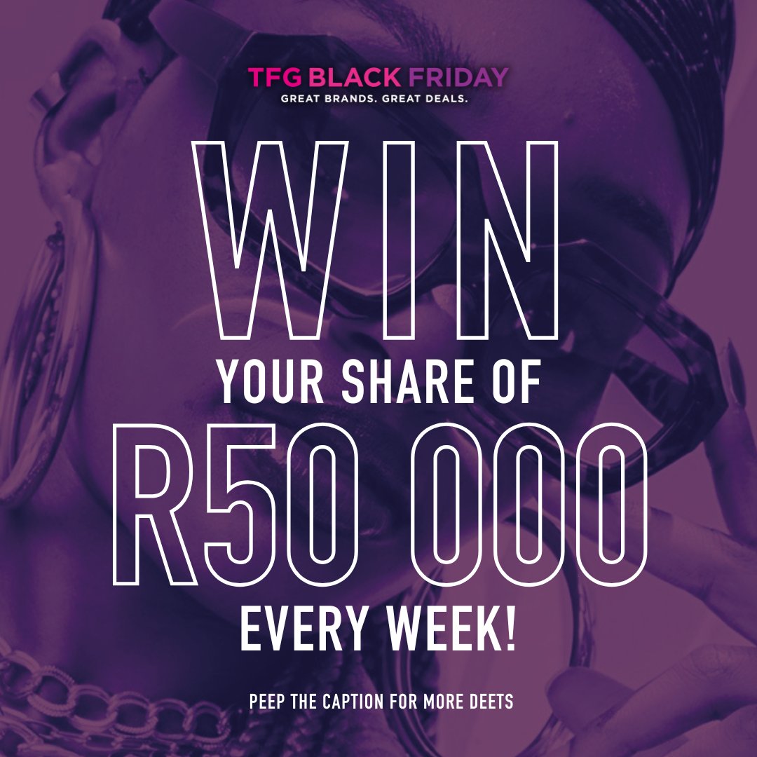WIN your share of R50 000 in gift vouchers to shop your #BlackFriday fits!

This is your last week to stand a chance of winning 1 of 4 R1000 vouchers across IG, FB, TikTok &amp; X😱😵🤑

Tapped in? Like, follow, share and tag your bestie to cash in on this MAZZA prize 💸