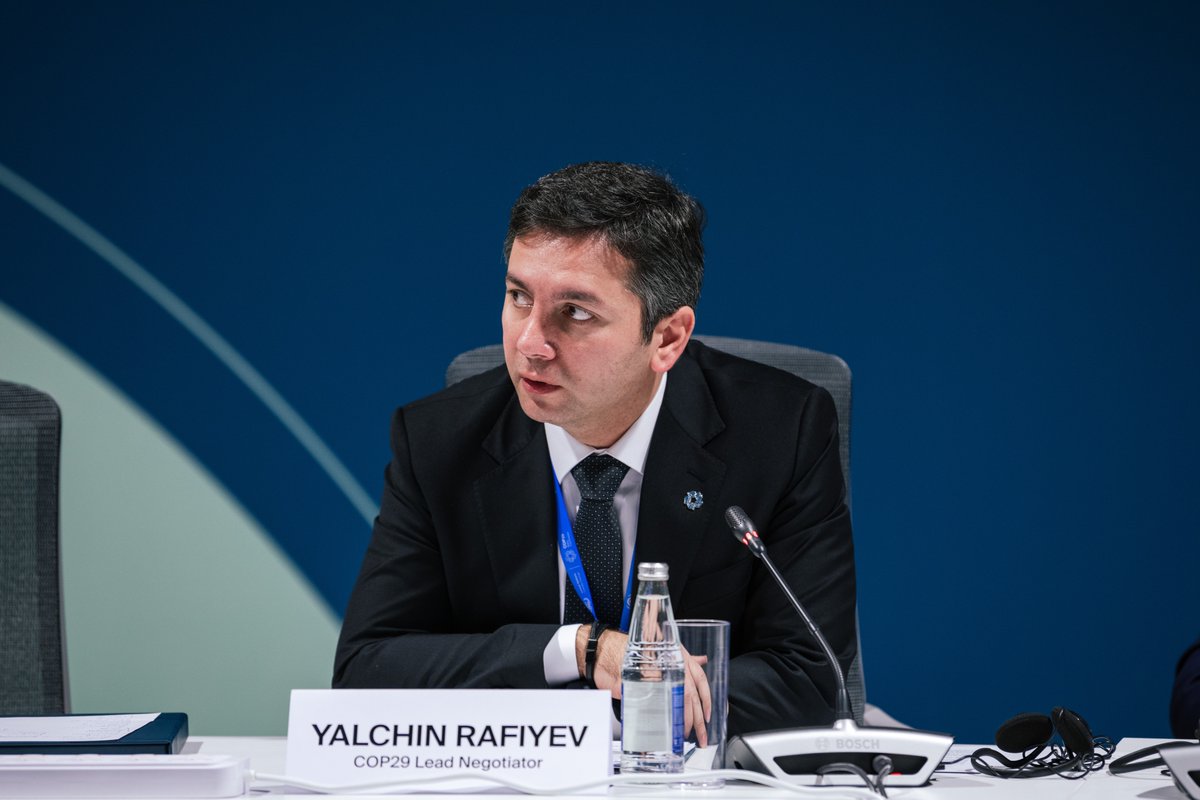 COP29_AZ's tweet photo. At today’s Ministerial Roundtable on Global Climate Transparency hosted by the #COP29 Presidency, the Republic of Azerbaijan announced the launch of the Baku Declaration on Global Climate Transparency. This declaration focuses on enhancing transparency, fostering international cooperation, and raising ambition through both individual and collective efforts. It marks an essential step towards achieving our climate goals and building a sustainable future for all. 

#COP29 #COP29Azerbaijan #ClimateAction