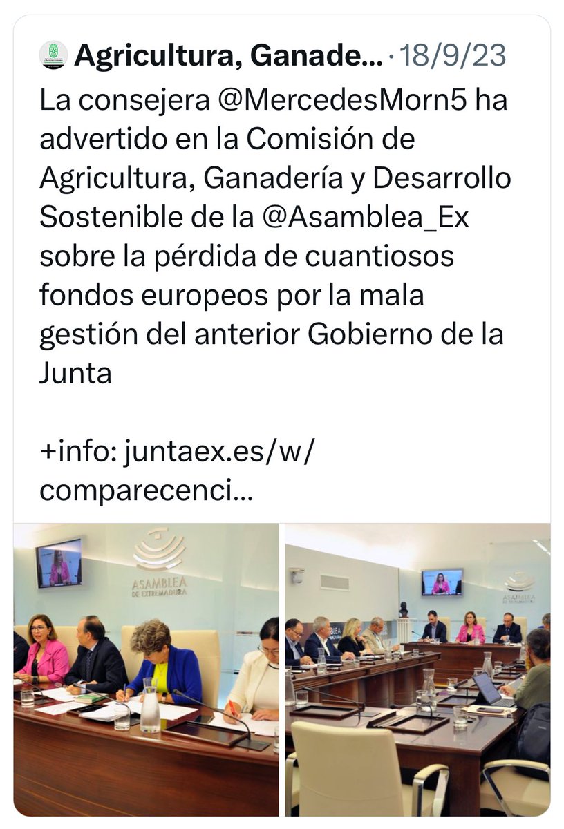 MejiasTapia's tweet photo. Hace un año, el Gobierno de @MGuardiolaM alertaba de posible pérdida de fondos europeos por la 'mala gestión' anterior. Hoy, noviembre de 2024, se confirma que no se perderá ni un €. Todo fue un montaje para engañar a la ciudadanía y justificar su gestión. #GobiernoDeLaMentira https://t.co/7VIBFH1iNU