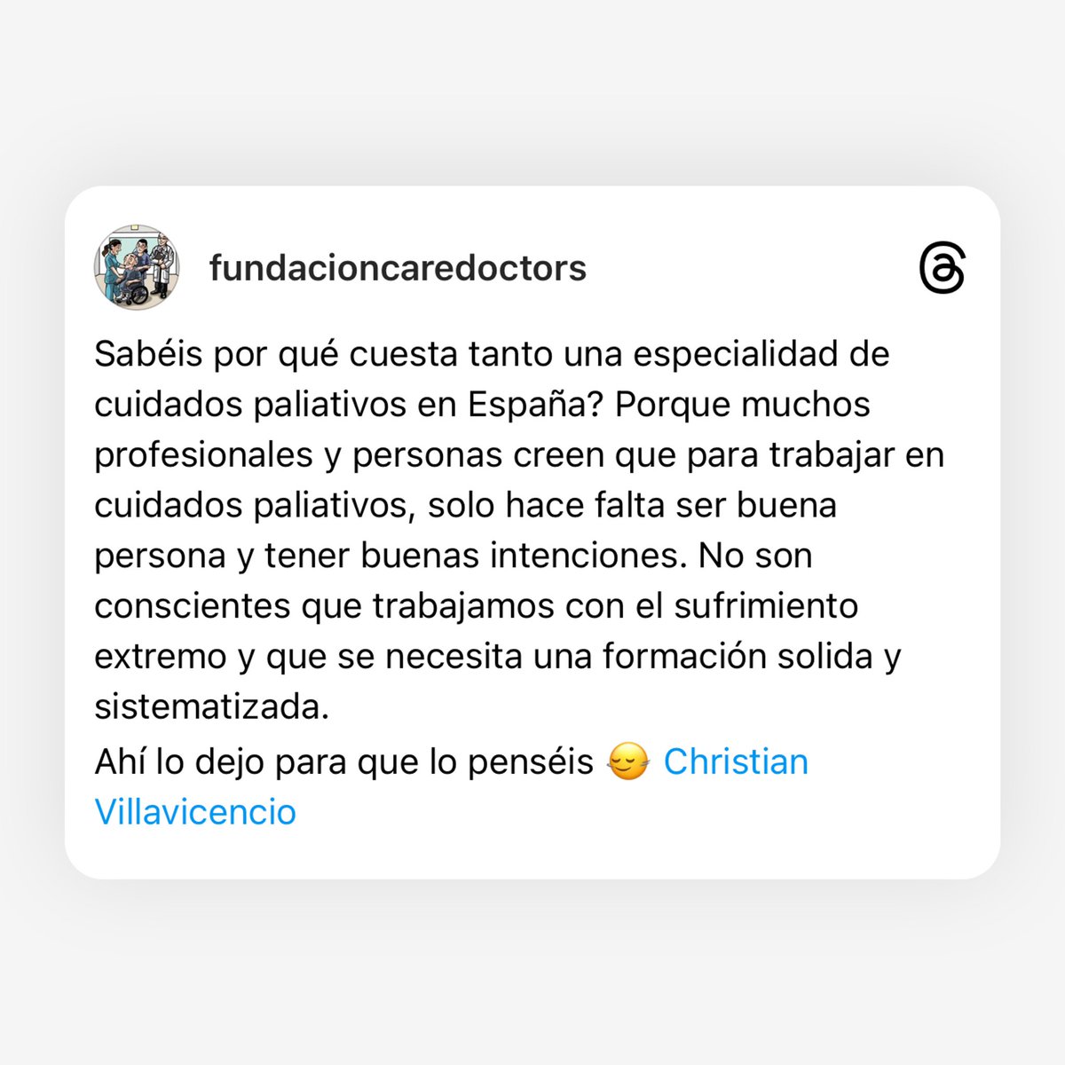 Caredoctorspali's tweet photo. Lo vemos muy a menudo 😞

👉🏽@fundacioncaredotors
👉🏽@fundacioncaredotors
👉🏽@fundacioncaredotors

#planificadores #intervencionpaliativa #caredoctors #cuidadospaliativos #planificacionanticipada #deseodemorir #dodecaedrodelaplanificacionanticipada #cuidados #paliativos #paliativistas #finaldevida #enfermedadavanzada #pacienteoncologico #pacientecronico #enfermeria #medicina #psicologia