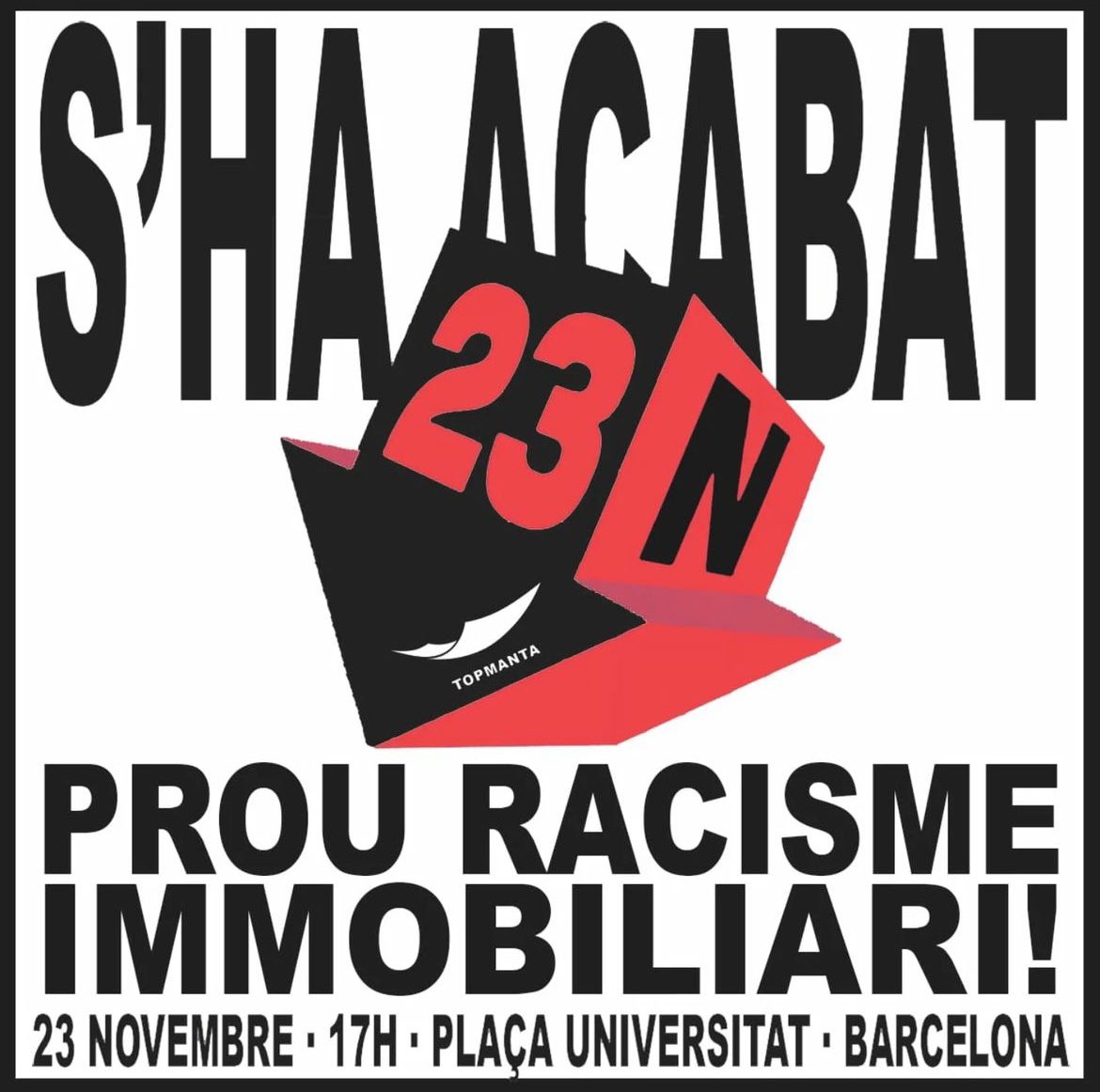 faticevallossc's tweet photo. 🗣️A X, a mastodon, a bluesky i a tots els espais: sense papers NO hi ha habitatge! Suma’t al bloc antiracista! El #23N omplim els carrers #ShaAcabat!#RegularizaciónYa #PadroxTotes #ProuRacismeImmobiliari #ProuRacismeInstitucional! A les 17h a Pl. Universitat!✊🏿 https://t.co/OBynedgn8t