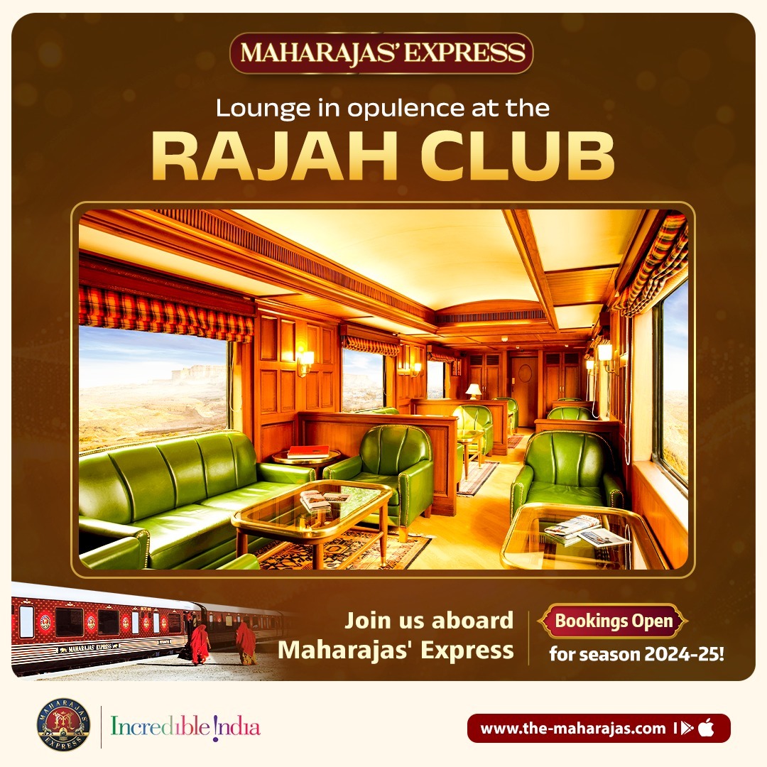 Maharajas_Exp's tweet image. Spend leisurely evenings in the classy Rajah Club as you socialize with fellow travellers or watch the breathtaking landscapes outside Maharajas' Express.

Visit the-maharajas.com to book an unforgettable adventure. 
 
#TravelersParadise #Suite #LuxuryTrain #IRCTCForYou