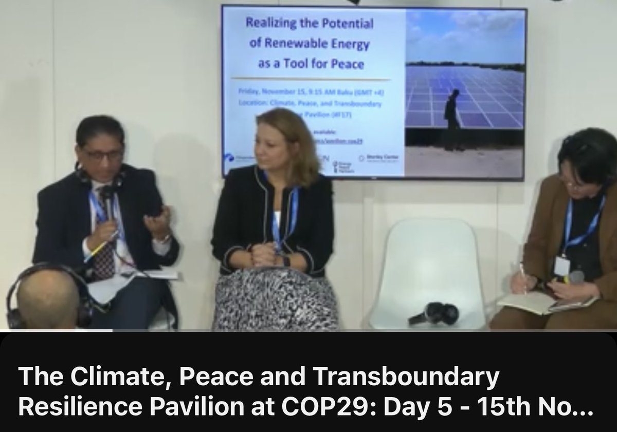 At a #unfccc #cop29 side event on #climate #peace &amp; #renewableenergy (RE), shared key #bangladesh perspectives: 

✅while installed 🇧🇩renewable energy generation capacity (mostly #solar) is 970+ MW (4.5% of total capacity, 2022), covering 11% of population, mostly rural areas;