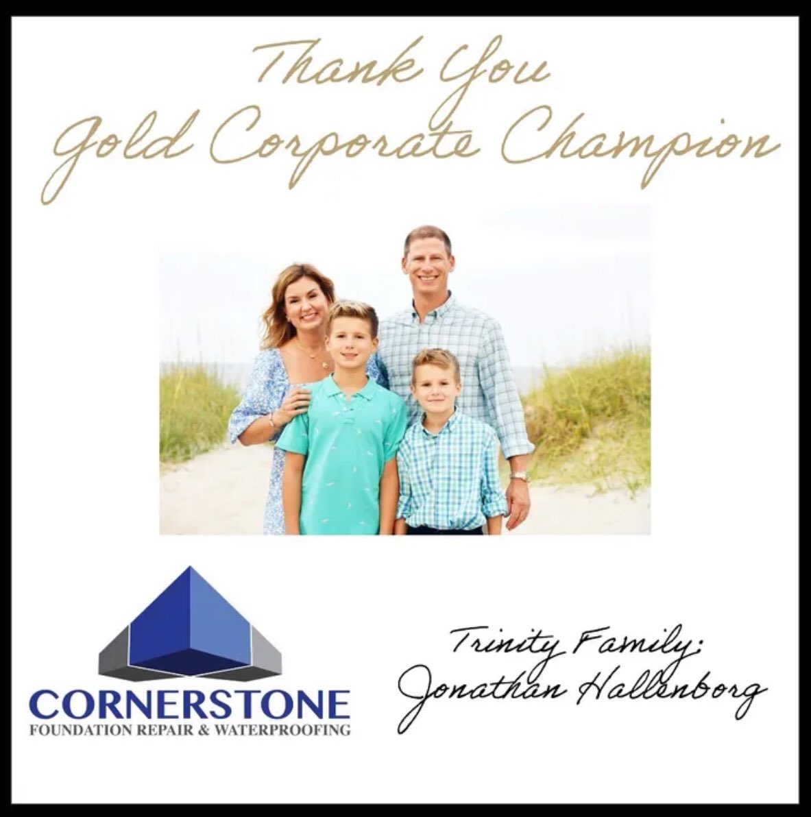 _TrinityAcademy's tweet photo. Thank you to our new Gold Corporate Champion Cornerstone Foundation Repair!

https://t.co/eyKc4p8p3A https://t.co/fwqNk9yebH