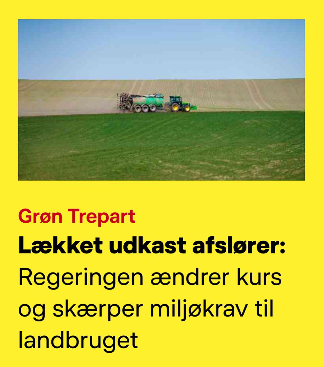 larskohler's tweet photo. Læs hva der står. Og læs så hva der IK står…

MILJØkrav… IK KLIMAkrav!

Den “grønne” treparts vigtigste opgave var at sikre en grøn omstilling af landbruget med en CO2-afgift der battede. Den opgave er fejlet EKLATANT… hvordan man end vender og drejer kvælstof &amp; træer!

#dkpol https://t.co/qeQc39k2nW