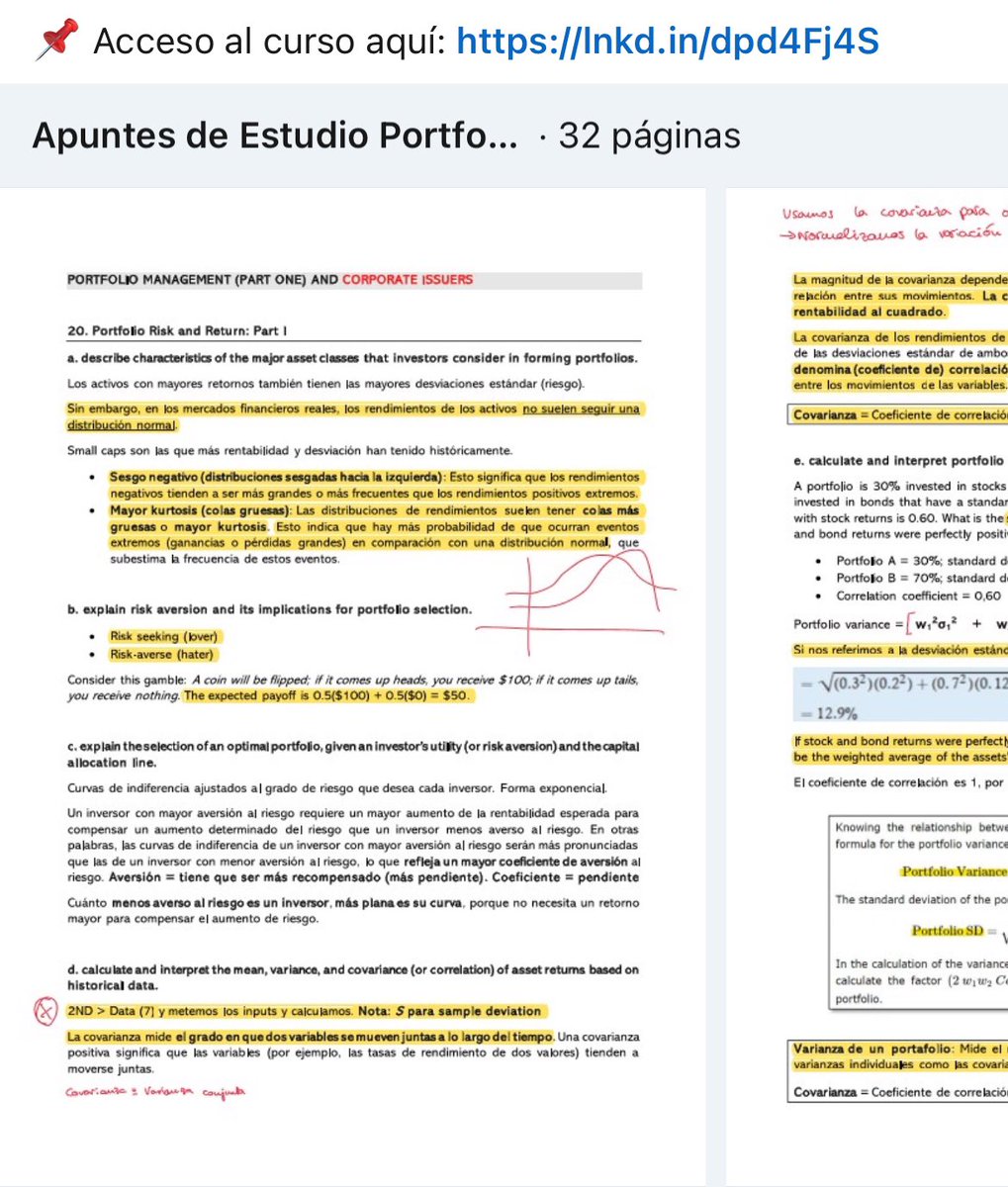 HMohedano_'s tweet photo. 🔥 Para los que queráis echarle un vistazo a los nuevos materiales y apuntes de estudio CFA Nivel 1, os he dejado el módulo de Portfolio Management en abierto y en formato descargable en el siguiente post

¡Espero que os ayude mucho! https://t.co/o77MdgfYDx