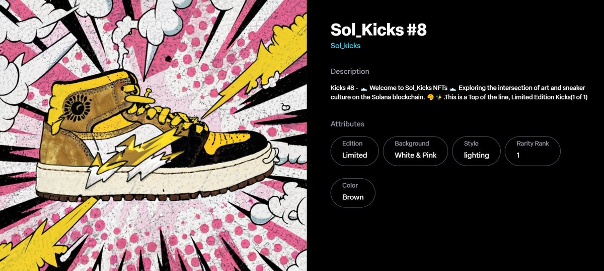 Sol_Kicks's tweet photo. 🔥 Introducing Sol_Kicks NFT #8! Step up your digital collection game with this unique, metaverse-ready design. Only one available—be quick or miss out! 🚀👟 #SolKicks #NFT #DigitalCollectibles https://t.co/MlBBIeyu7w