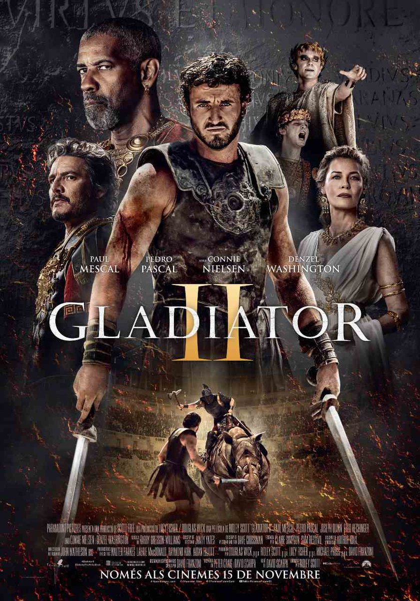 #Dilluns #DiaEspectador 📽
GLADIATOR II 🔥
-18.00h(català)
-20.30h(castellà)
#Cinema 💕