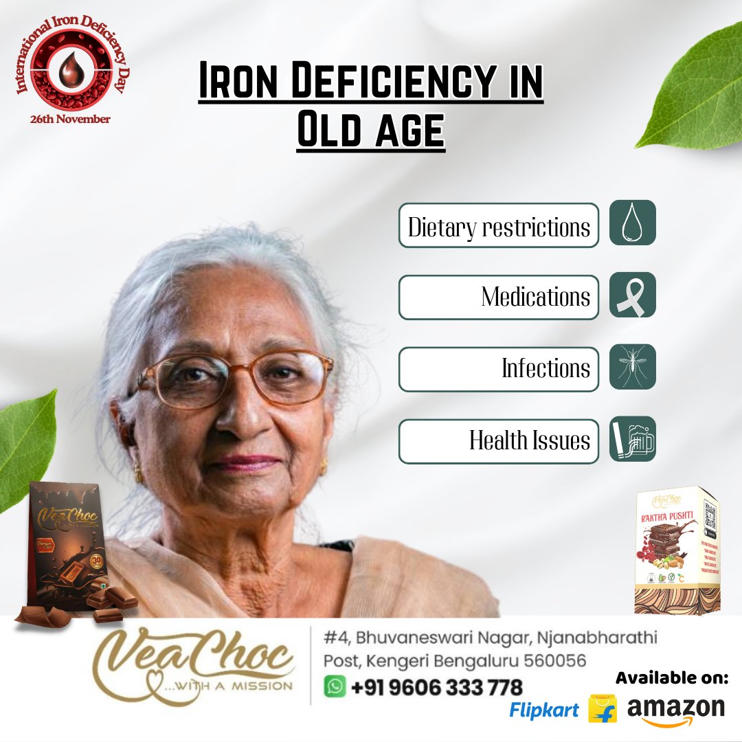veachoc's tweet photo. "Fight Iron Deficiency with VeaChoc! 💪  
A delicious way to boost your iron and stay healthy. Perfect for:  
🥗 Dietary restrictions  
💊 Medications  
🩺 Chronic issues  

📞 +91 9606 333 778  
🛒 Available on Flipkart &amp; Amazon  

#IronBoost #StayHealthy #WellnessWithVeaChoc" https://t.co/jo4Wi4TUV4