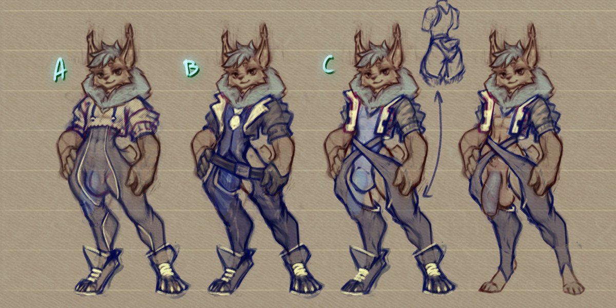 WIP outfit sketches.
Part of commission for @/Nokly_Fox