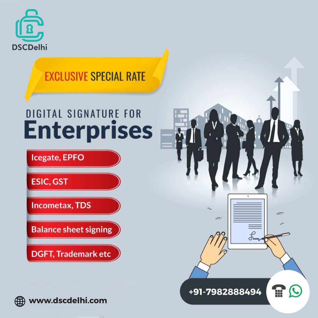 Dsc_provider's tweet photo. 🔐💼 Boost your enterprise’s efficiency with Digital Signatures by #DSCDelhi!

✅ Secure document signing
✅ GST &amp; ROC compliance made easy
✅ Enhanced data security
✅ Go paperless, go green 🌱

Get in touch today: 📞 Contact: +91-7982888494 
#class3dsc #dsc #tender #epfo https://t.co/P3I01IUAsm
