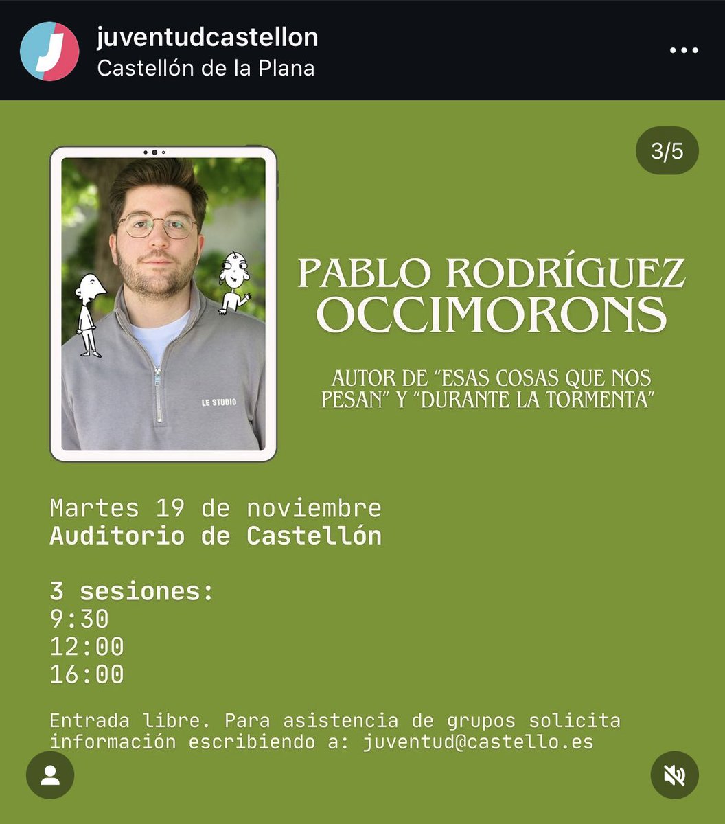 occimorons's tweet photo. ¡Castellón! Nos vemos mañana 19 de noviembre en los tres pases que haré en el Auditorio de Castellón para hablar sobre salud mental, viñetas y arte. Llevo preparadas cosas que os van a gustar mucho jeje 

¿Os veo por allí? https://t.co/kvVz4EFkPe