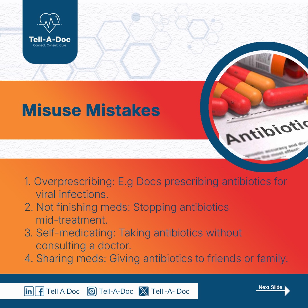 Tell_A_Doc's tweet photo. Don't misuse antibiotics ‼️‼️‼️‼️
📍Use antibiotics only when prescribed by a doctor
Excess usage can lead to resistance ✍️
Follow through to see what Tell-A-Doc has for you 👇
Happy New Week
#AntibioticResistance #Awareness #healthytips #healthcare #MEDICAL #telladoc https://t.co/86IqPcDUN6
