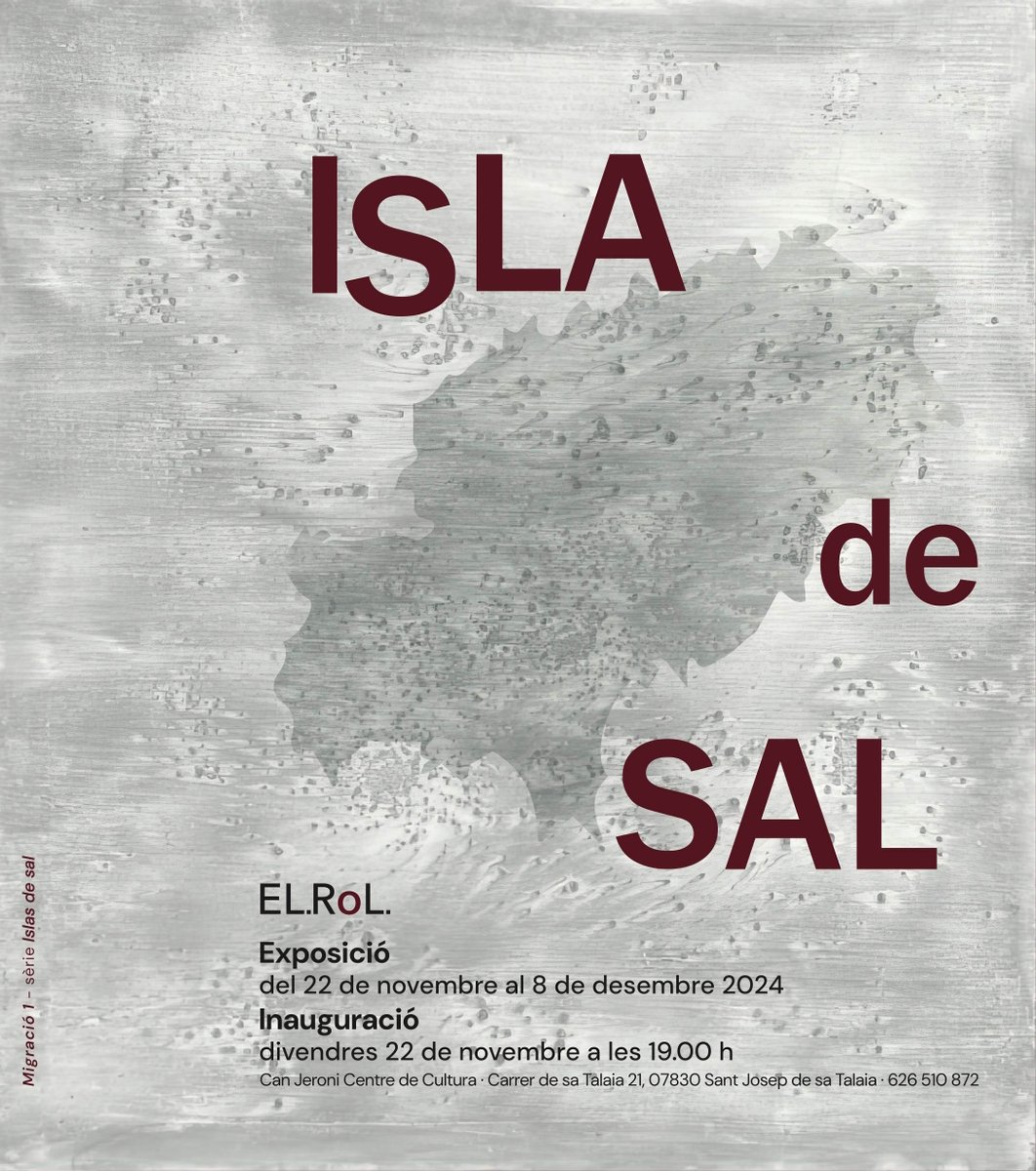 IbizaClick's tweet photo. EXPOSICIÓN
https://t.co/VDdamQW5Kx
El Centro Cultural Can Jeroni inaugura el viernes 22 de noviembre, a las 19:00 horas, la exposición ISLA de SAL del reconocido dúo artístico EL.RoL.
#agendaibiza #exposicionesibiza #culturaibiza #ocioibiza #CanJeroni #IbizaClick #isladesal https://t.co/ERGRHa1rzi