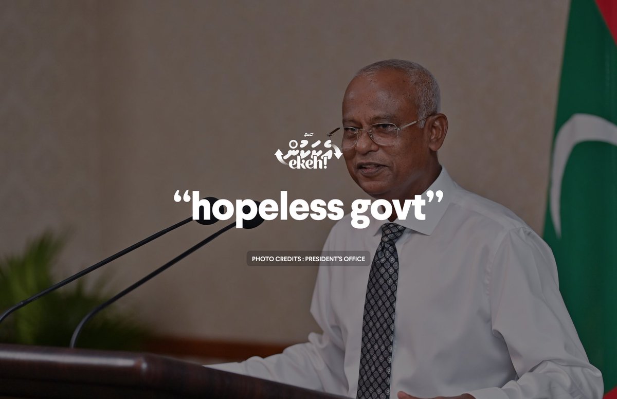 sosalmv's tweet photo. As President Muizzu’s government turned one year yesterday, his predecessor, President Ibu Solih, told RaajjeTV that hopelessness and aimlessness are the only visible features of the administration. President Ibu went on to criticize various aspects of Muizzu’s government. https://t.co/PvwRuKuKGy