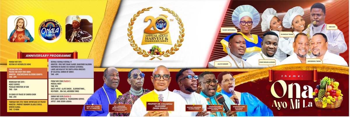 onalaparish's tweet photo. ONAAYOMILA 2024… Come One, Come all @TheCakeChancery @RealCelestian @cccworldwide1 #onaayomila2024 #Harvest2024 #celestialharvest https://t.co/AFPAzeaNzS