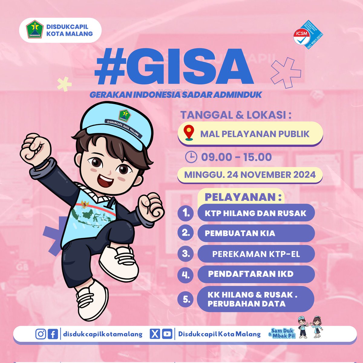 Disdukcapil3573's tweet photo. [EVENT #GISA ADA LAGI, OJO LALI❗]

Halo Warga 3573!

Event #GISA hadir lagi loh kerr! 😎
Penasaran dengan pelaksanaan dan pelayanannya???
Yuk Simak Postingan di atas 🙌🏻👆🏻🫰🏻

#GISA #EventGISA #PembuatanE-KTP #DisdukcapilKotaMalang #MalPelayananPublik #PelayananGratis https://t.co/zqr2u3rRNo