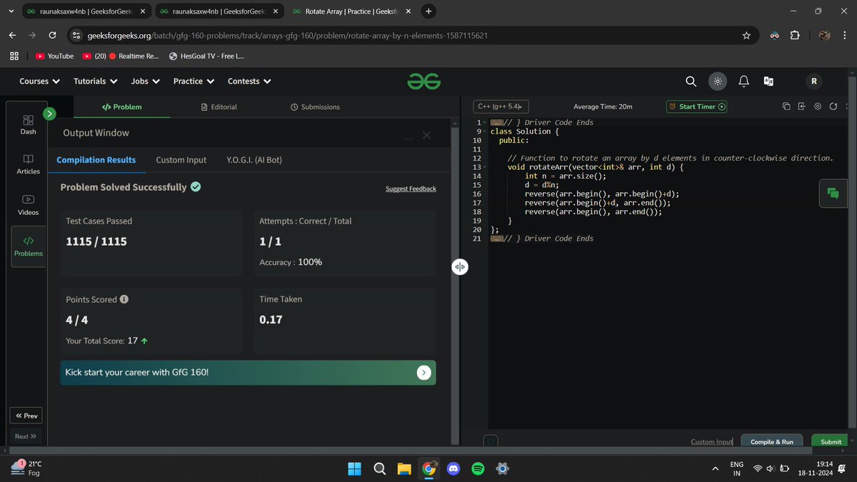 raunakcode's tweet image. Day 3/160  
Completed todays problem.   
#gfg160 #geekstreak2024
