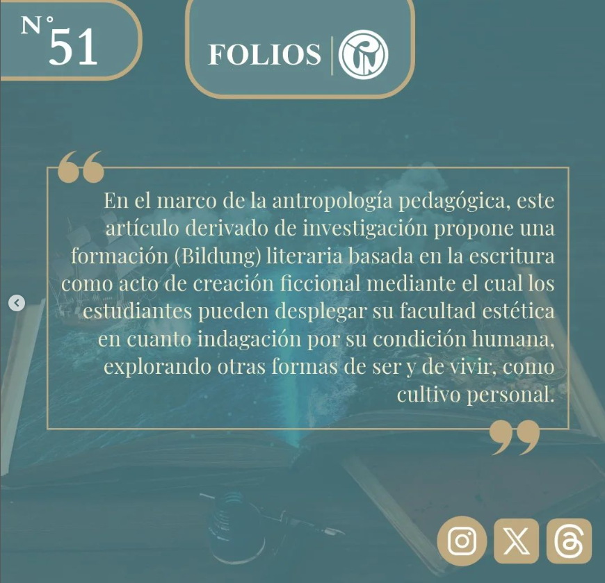 FoliosUPN's tweet photo. #ArtículoRecomendado | La revista Folios te invita a leer: La formación (Bildung) literaria basada en la creación de ficción.

🧐Por: Sneider Saavedra Rey.

  📷En: https://t.co/AWrGbJZYpc #Bildung #Literatura #RevistaFolios https://t.co/9FflrzHMUr