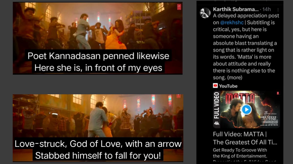 rekhs (@rekhshc) on Twitter photo Thoughts provoking lyrics,kudos to Vivek
<a href="/actorvijay/">Vijay</a> <a href="/vp_offl/">venkat prabhu</a> <a href="/Lyricist_Vivek/">Vivek</a> <a href="/chennaikat/">Karthik Subramanian</a> <a href="/sathishmsk/">Sathish Kumar M</a> Thoughts provoking lyrics,kudos to Vivek
<a href="/actorvijay/">Vijay</a> <a href="/vp_offl/">venkat prabhu</a> <a href="/Lyricist_Vivek/">Vivek</a> <a href="/chennaikat/">Karthik Subramanian</a> <a href="/sathishmsk/">Sathish Kumar M</a>