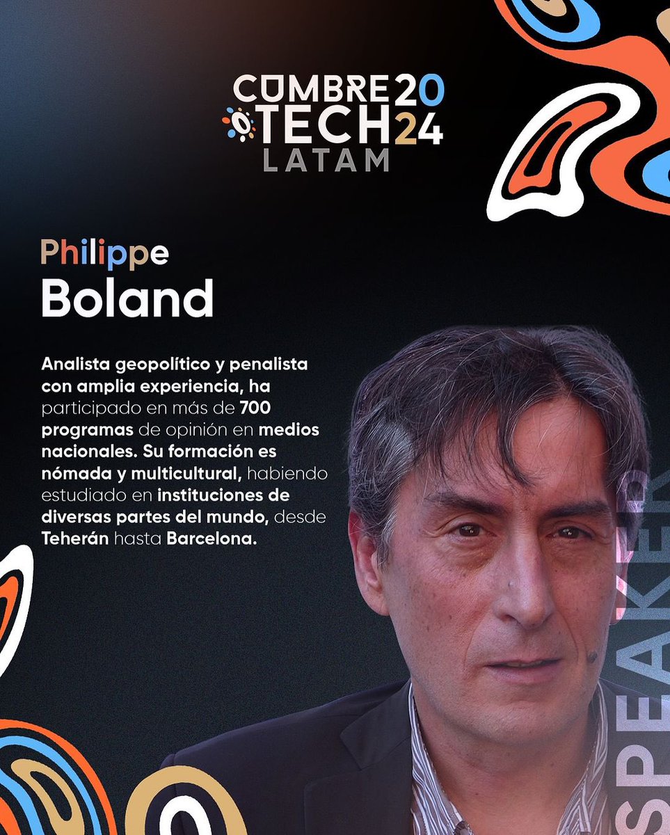¡Una mente global llega a #CumbreTech2024! 🌍 Philippe Boland, analista geopolítico y penalista con experiencia en más de 700 programas de opinión en medios, estará en Pereira para compartir su visión única del mundo.