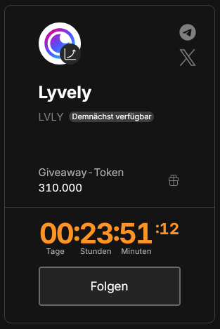 YT_Henry_Hard's tweet photo. Lyvely Token Airdrop! ๐310.000 $LVLY ! ๐
Mehr Infos zum Bitpanda Spotlight Feature:
https://t.co/n3yq1prBcr
1๏ธโฃ Mind. 10 $BEST auf Bitpanda halten
2๏ธโฃ Im Spotlight Menรผ auf Folgen klicken
โณ Nur noch 24 Stunden!
#Crypto #Airdrop #Bitpanda #LVLY https://t.co/5XP8s98fty
