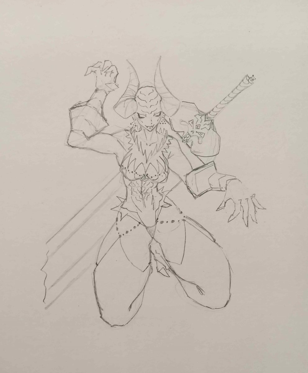 Didn't draw for a while, sketched a demon girl today