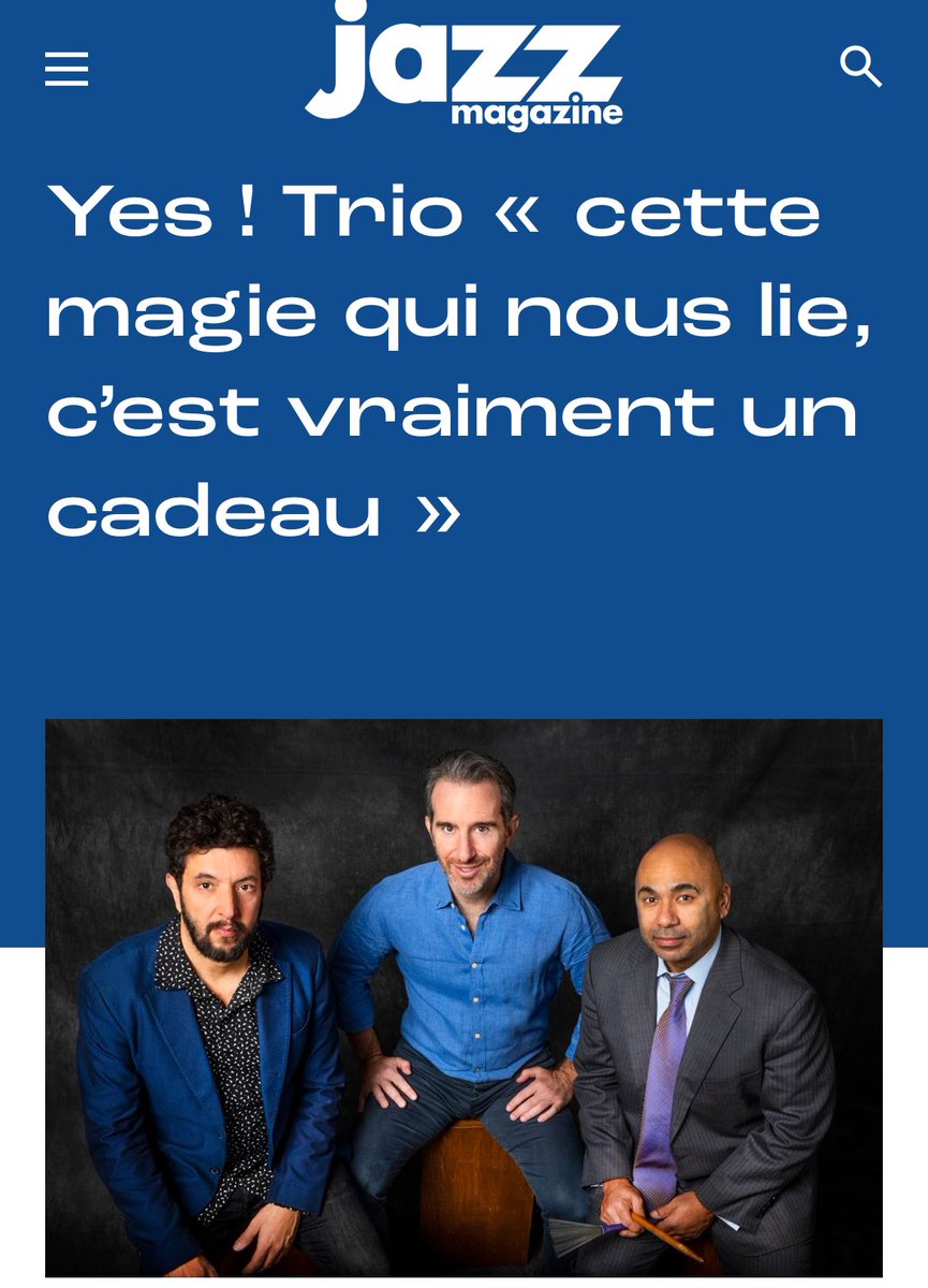 À lire sur le site de #JazzMagazine l’interview du #YesTrio avant leur concert demain au <a href="/newmorning/">New Morning Paris</a> !

jazzmagazine.com/les-news/actus…