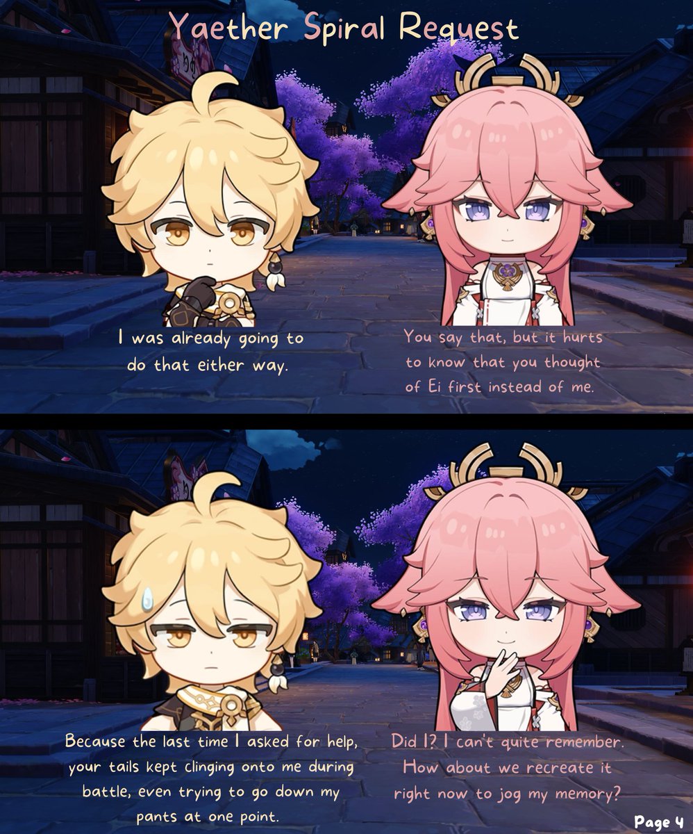 Shurinaii's tweet photo. How many tails does Yae Miko have? Too much for Aether that's for sure. #GenshinImpact #Aether #YaeMiko #Yaether #ShuriChibi https://t.co/NdoADGAlfN