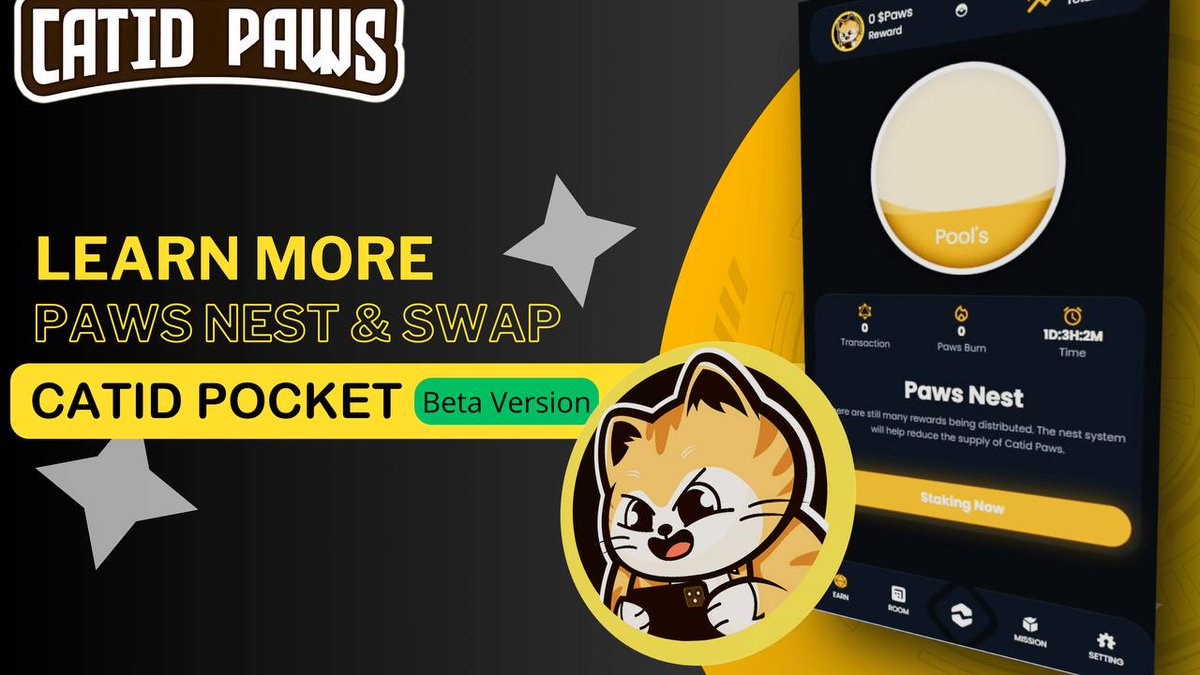 Chapter II: Pool Nest &amp; Swap on Catid Pocket
1. Pool Nest: Innovative Staking Platform
Pool Nest is a staking platform introduced in Catid Pocket that allows users to lock their assets and earn rewards. This concept is similar to traditional staking but features unique elements