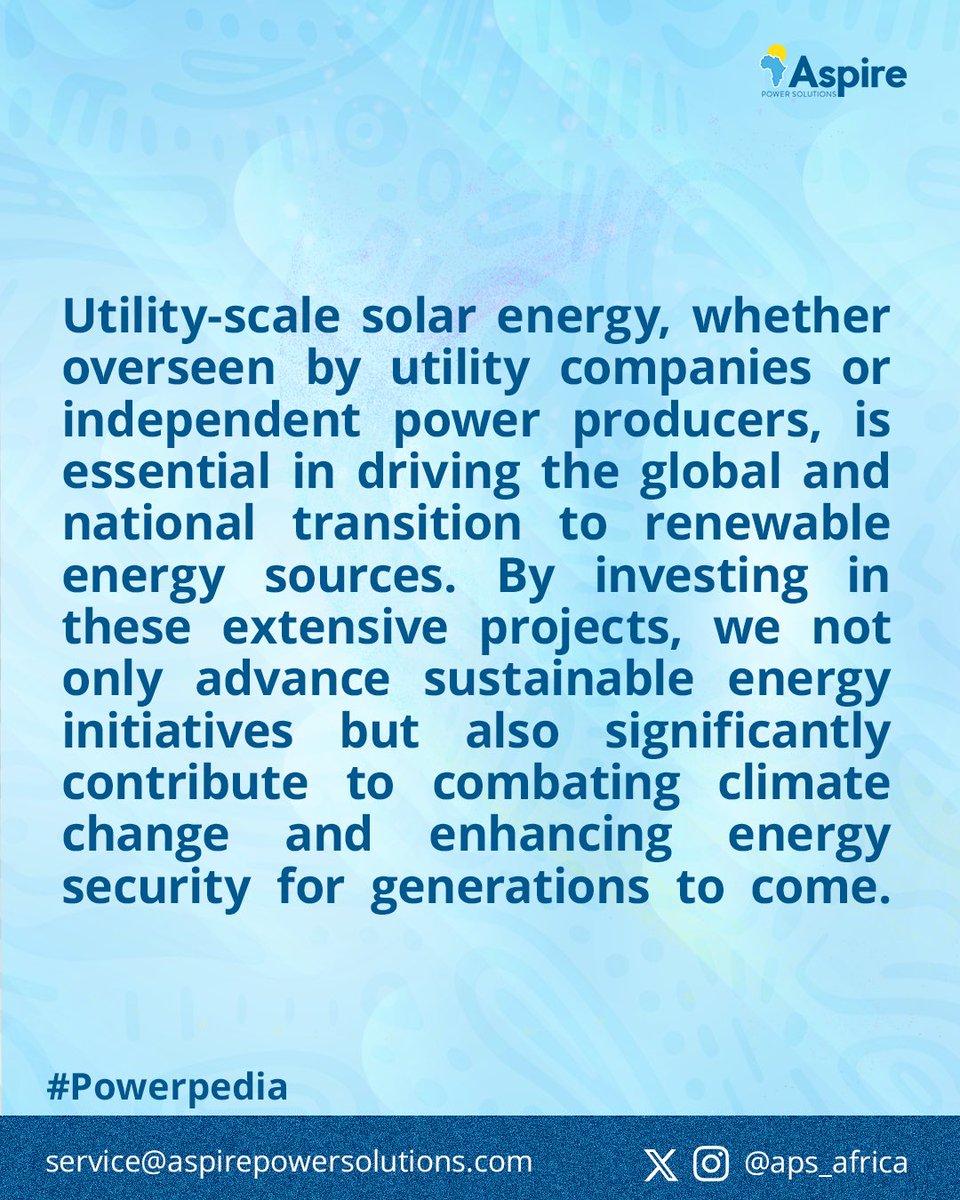 Utility-scale solar involves large solar farms that generate significant electricity for the grid, providing clean energy to communities and industrial areas, much like traditional power plants.

Was this helpful? Let us know in the comments. 

#solarcompany #powerpedia
