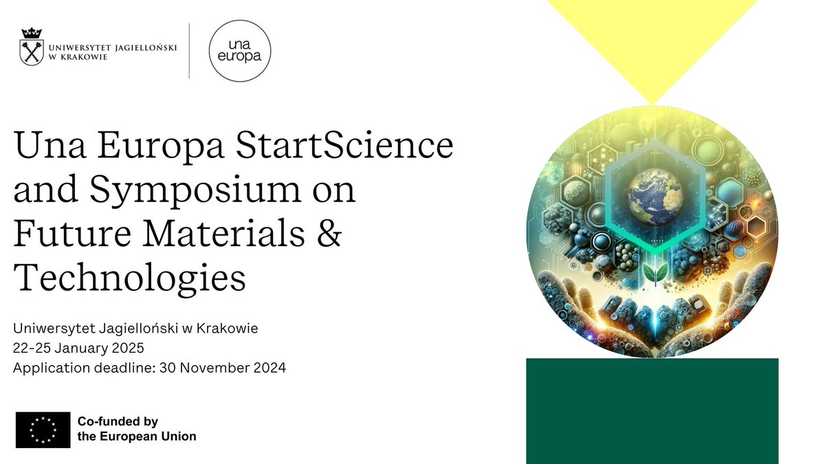 Una_Europa (@una_europa) on Twitter photo 📢Calling Future Materials enthusiasts - we have exciting events for you!
💥🤝Una Europa StartScience 2025
una-europa.eu/calendar/una-e…
🛠️🌐Symposium on Future Materials and Technologies
una-europa.eu/calendar/sympo…
Apply by 30 November to join us at <a href="/JagiellonskiUni/">Uniwersytet Jagielloński</a>!
#WeAreUnaEuropa 📢Calling Future Materials enthusiasts - we have exciting events for you!
💥🤝Una Europa StartScience 2025
una-europa.eu/calendar/una-e…
🛠️🌐Symposium on Future Materials and Technologies
una-europa.eu/calendar/sympo…
Apply by 30 November to join us at <a href="/JagiellonskiUni/">Uniwersytet Jagielloński</a>!
#WeAreUnaEuropa