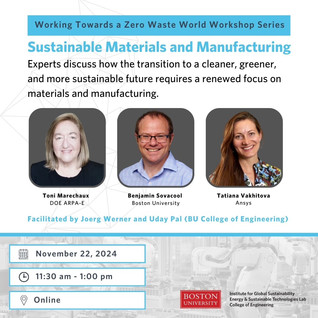 The second webinar in the Working Towards a Zero Waste World series by <a href="/IGS_BU/">BU Institute for Global Sustainability</a>  and <a href="/BUCollegeofENG/">BU Engineering</a>  is happening this Friday!

Be sure to register for it at the link in our bio!