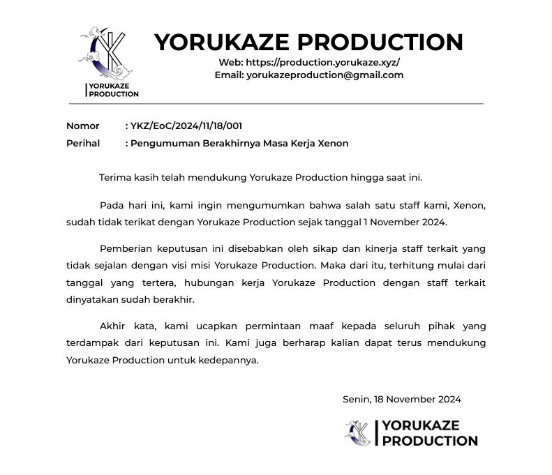 Pengumuman Berakhirnya Masa Kerja Xenon