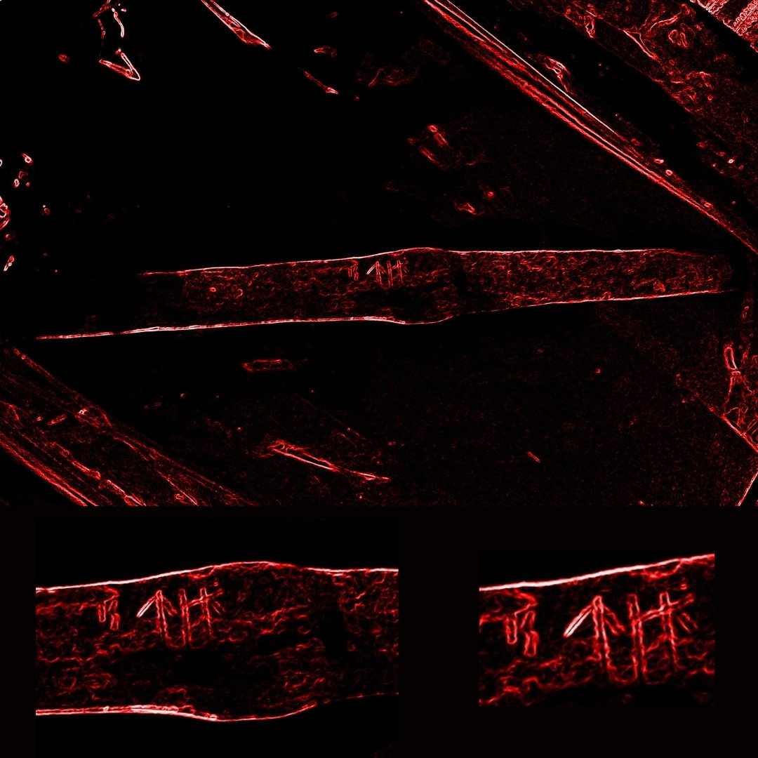 One of the outrageously important runic inscriptions on the Viking-style Galloway Hoard arm-rings, deposited c. AD 900. The kicker is that the runes are ANGLIAN, not Old Norse, likely made by an Anglo-Saxon Northumbrian.

Images created from photo I took at <a href="/TTUScotland/">Treasure Trove Unit</a> viewing.