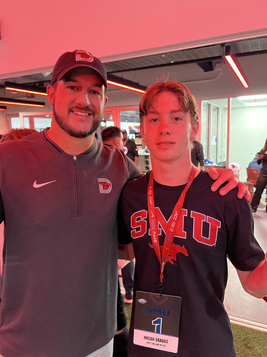 MicahSkaggs15's tweet photo. Thank you, @SMUFB, for the hospitality!  Enjoyed my visit!  🐎 

@rhettlashlee @paigeNsmith_ @sam_dunnam @SMUMustangs @SMURivalss #PonyUpDallas #PonyUp 

@coachbradford9 @Panthers2493 @LeeCare87291057 @mobelite24 @QBC_DFW https://t.co/xr308FKzkH