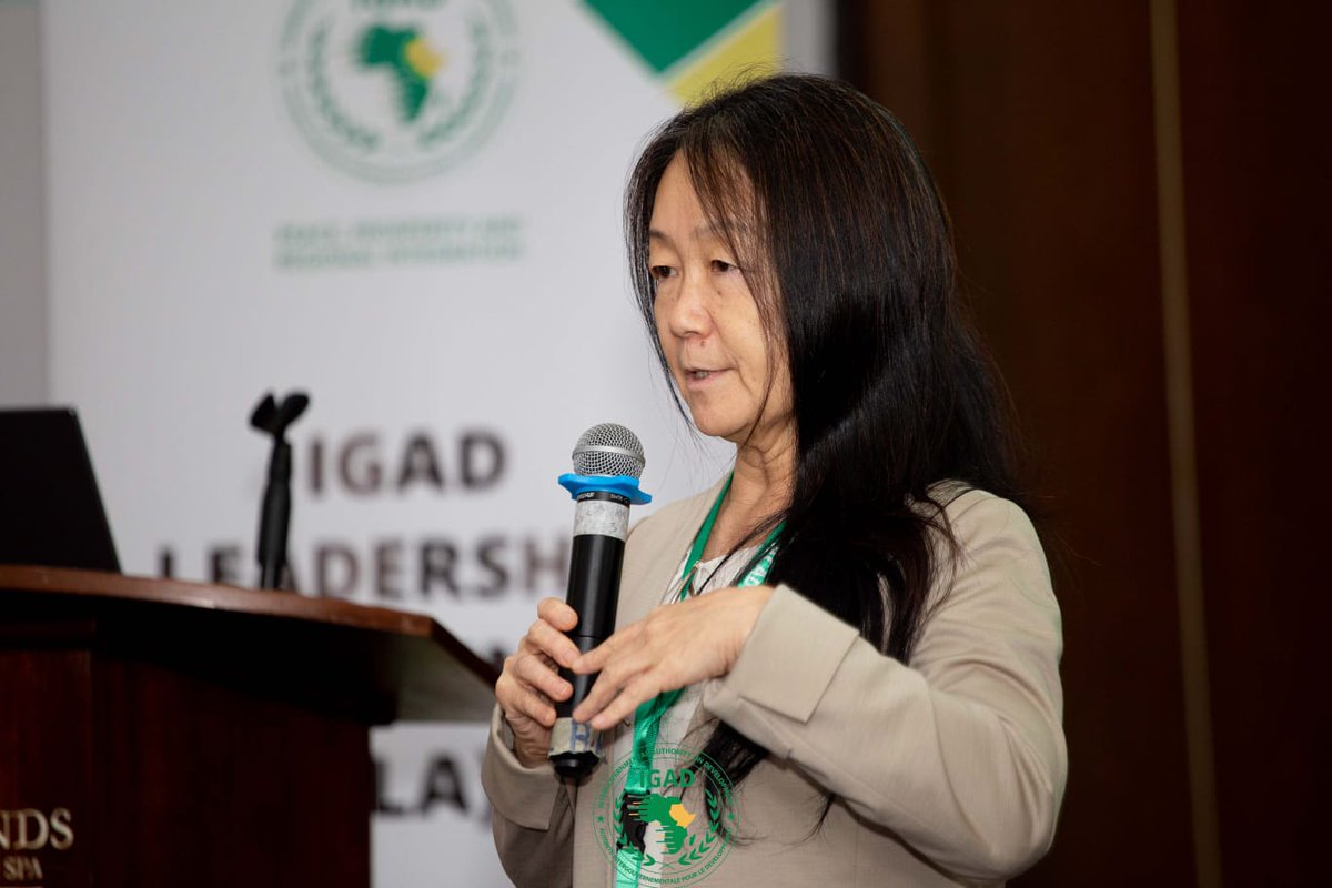 IGADLeadership's tweet photo. Winding up Day 1, Ms Kasumi Nishigaya from @unmissmedia explores the intersectionality between peace, security and climate change, and how it impacts women and girls. #WomenInLeadership #LeadershipMatters #IGAD https://t.co/pMIaU6XjXK