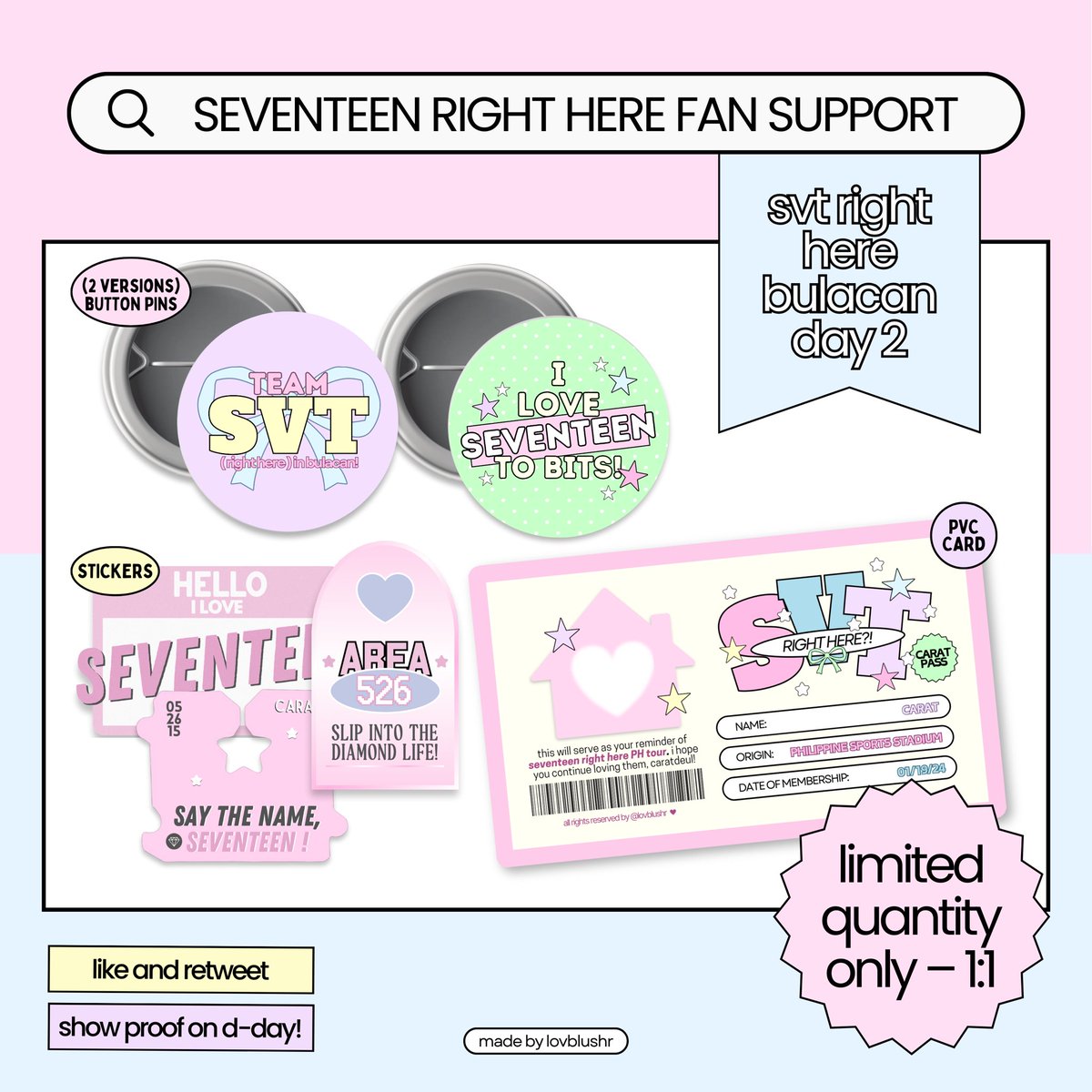 dearbunniez's tweet image. 17 right here fan support by lovblushr 🪽

⭑ very limited quantity
⭑ for day 2 goers only !!
⭑ open for trades
⭑ more details in the photo

see you, carats! &amp;gt;ᴗ&amp;lt;