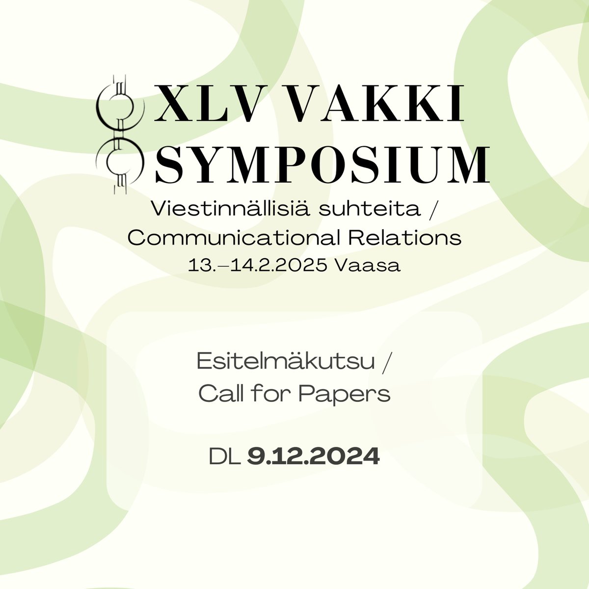 VAKKI ry (@vakkiry) on Twitter photo The 2nd CfP for the XLV VAKKI Symposium is now open! The symposium will be held on Feb. 13â14, 2025 in Vaasa. The theme is Communicational Relations.
⚠Keynotes by Johanna Arnesson & <a href="/JoelleBasque/">Joëlle Basque</a>
đ DL for presentation abstracts Dec. 9, 2024
đ sites.uwasa.fi/vakki/en/sympo⊠The 2nd CfP for the XLV VAKKI Symposium is now open! The symposium will be held on Feb. 13â14, 2025 in Vaasa. The theme is Communicational Relations.
⚠Keynotes by Johanna Arnesson & <a href="/JoelleBasque/">Joëlle Basque</a>
đ DL for presentation abstracts Dec. 9, 2024
đ sites.uwasa.fi/vakki/en/sympoâŠ