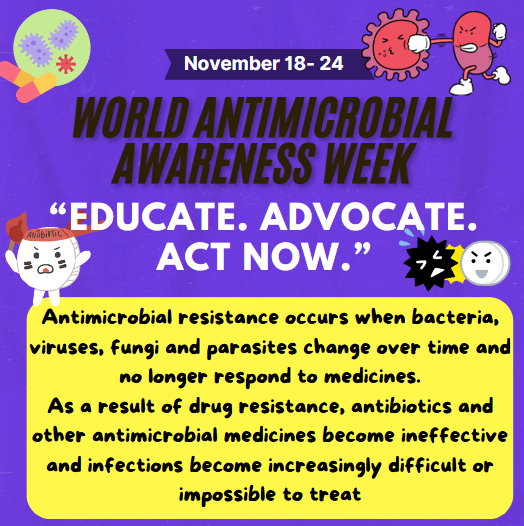 World AMR Awareness Week (WAAW) is a global campaign that is celebrated annually to improve awareness and understanding of AMR and encourage best practices among the public, One Health stakeholders and policymakers, who all play a critical role in reducing the further emergence.