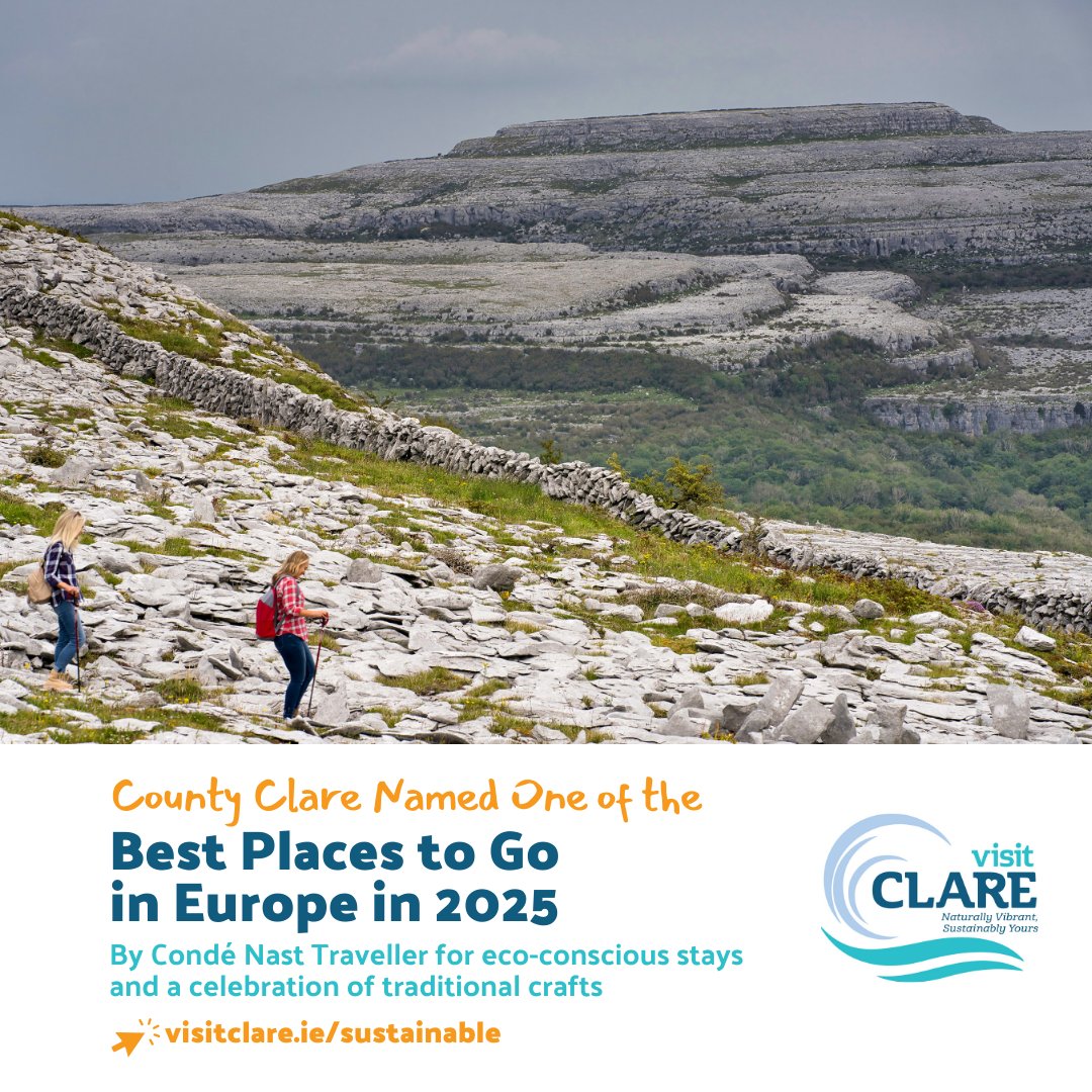 💛💙 We're delighted to see Clare recognised on the global stage for its sustainable tourism initiatives, local crafts, and deep connection to nature and heritage.

Read the Full Article here:
🔗cntraveller.com/article/best-p…

#VisitClare#SustainableClare