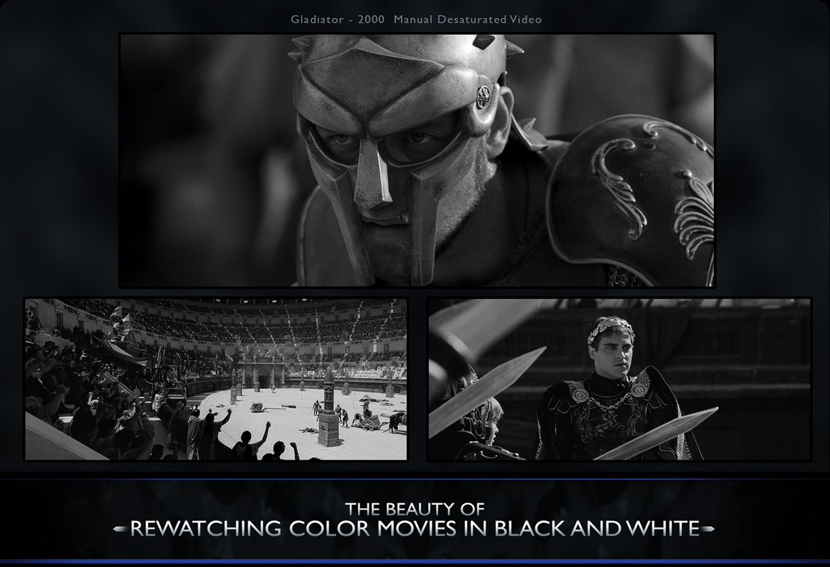 GrajdeanuBeyond's tweet photo. Watch movies in black and white.

I am a big fan of old black and white movies. What I also like is to rewatch color movies without color.

Through this I have discovered that without the color information, a silence is placed upon the eyes and mind. It allows you to take in more of what you are watching and experiencing.

Revisiting color movies in black and white can refresh your viewing experience of those movie. It will alter your perspective and reveal new details that may have gone unnoticed in previous viewings.

Although you cannot recapture the sensation of watching beloved movies for the first time, this gets you closer to that experience. It’s a new way to appreciate something you already enjoy.

In a film history that has evolved fast, movies in black and white are not just an important mark from the past. They are windows to visual storytelling that communicate to us with sincerity.

Discover more about the beauty of watching movies in back and white here : https://t.co/KDFScLHGIN