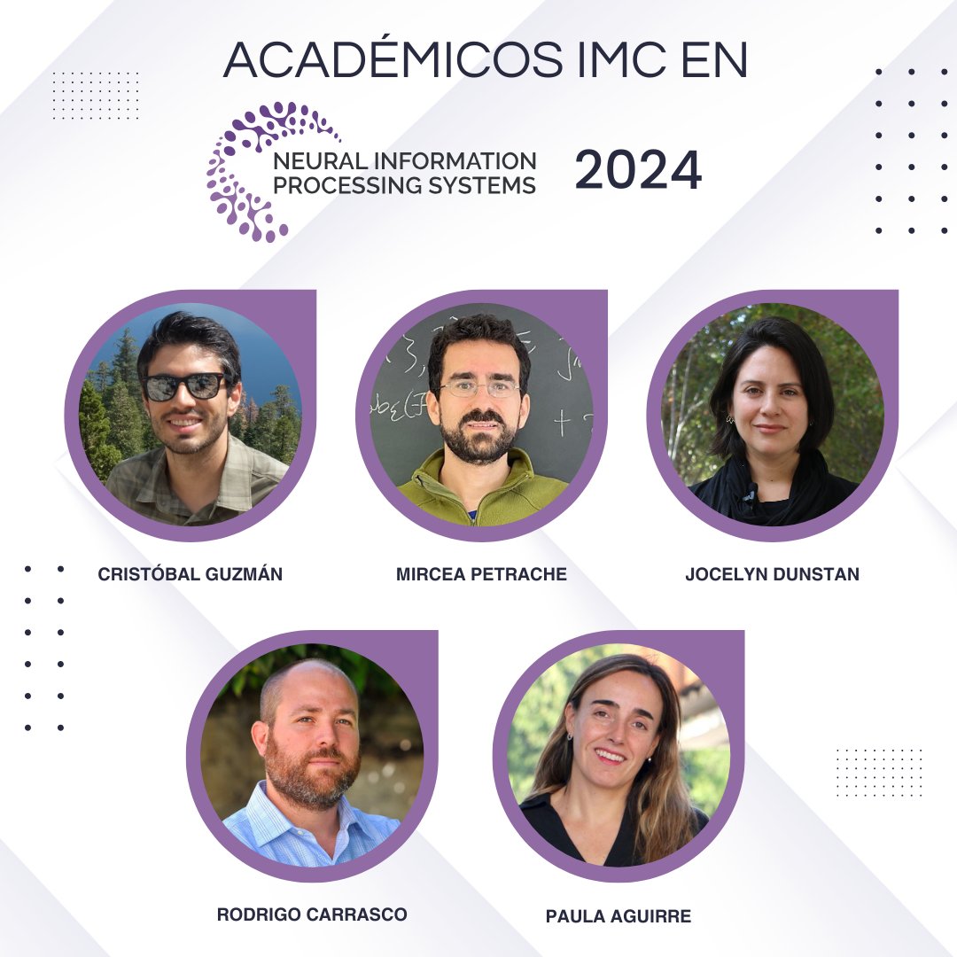👨‍🏫 La versión 2024 de la conferencia NeurIPS contará con la participación de papers de varios académicos del IMC: Cristóbal Guzmán, Mircea Petrache (IMC/ @FacultadMAT_UC), Jocelyn Dunstan (IMC/<a href="/dccuc/">DCCUC</a>), Rodrigo Carrasco (IMC/DIIS UC) y Paula Aguirre. (1/2)