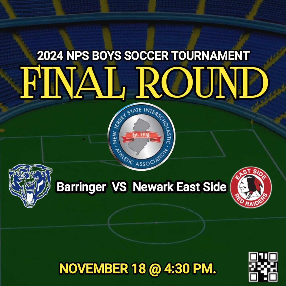 🔥𝙂𝘼𝙈𝙀𝘿𝘼𝙔
📢 2024 NPS FINAL
⚽️ Barringer 🆚️ Newark East Side
📺 Live on: bit.ly/3YiqwI0
🗓 Today, Nov 18
⏰️ 4:30p.
<a href="/ADorian4Newark/">A’Dorian Murray-Thomas, Essex County Commissioner</a> <a href="/CityofNewarkNJ/">City of Newark</a> <a href="/NPSBarringer/">Barringer High School</a> <a href="/KeithVeltre/">Keith Veltre</a> <a href="/joaovictor4___/">Joao</a> <a href="/CoachHayLax/">Coach Hay #NewarkLacrosse</a> <a href="/CoachBushESHS/">Allen Bush</a> <a href="/ESHSathletics/">Newark East Side Athletics</a>