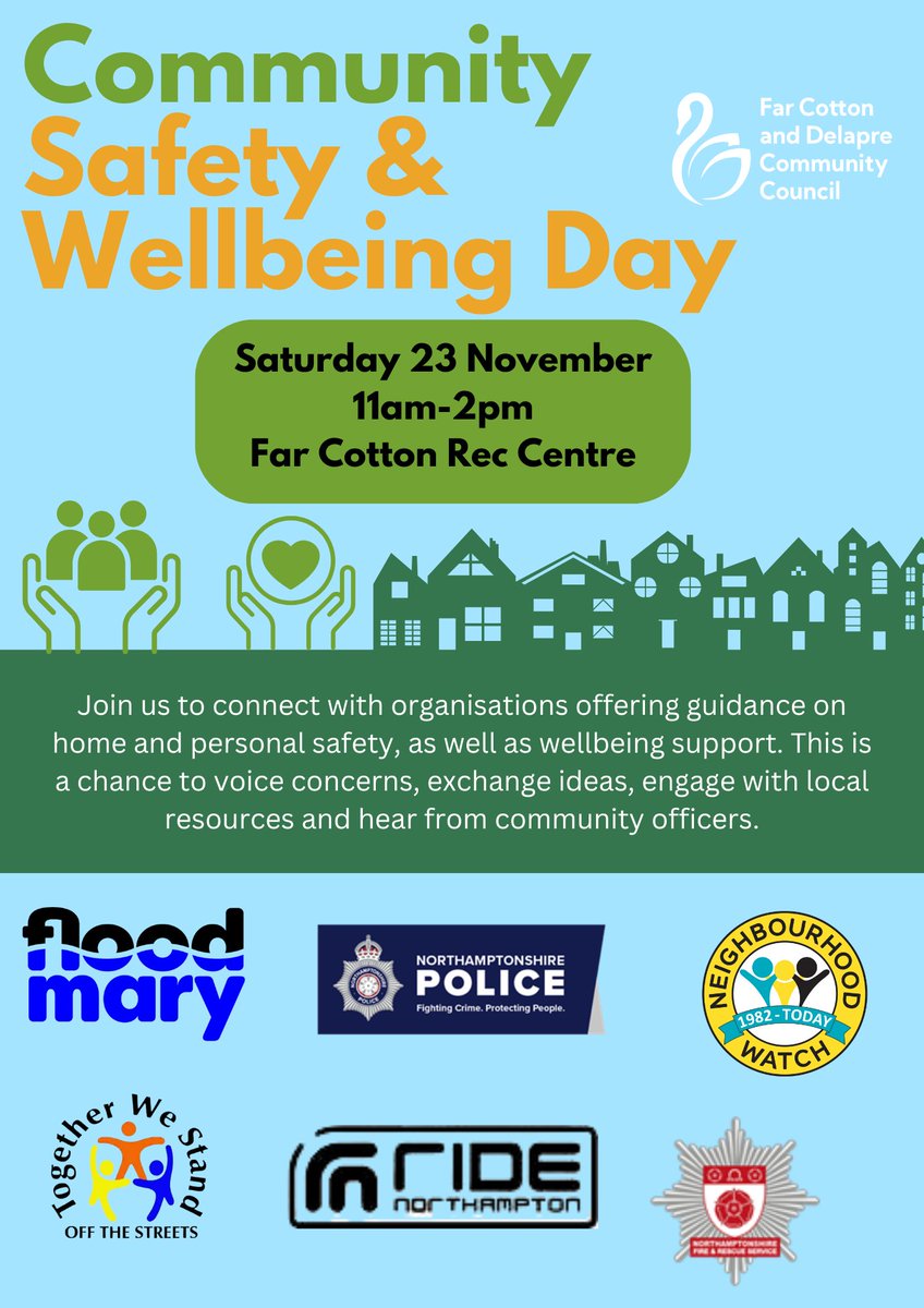 Come and join us this Saturday at the Far Cotton Rec Centre for our Community Safety &amp; Wellbeing Day! We’ll have fantastic local organisations sharing valuable safety and wellbeing tips.