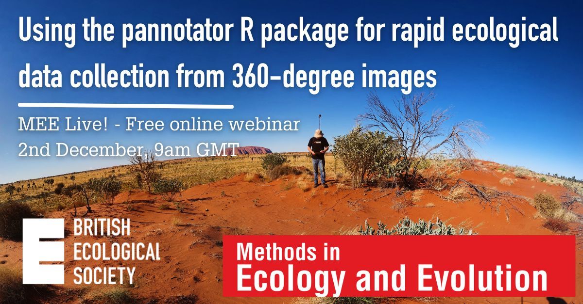 We are hosting an MEE live! Join Robert Godfree and Nunzio Knerr for an introduction to rapid ecological data collection from 360-degree images using the new pannotator R package.

📆 2nd December, 09:00am GMT

Find more information and register here👇 

buff.ly/4fTGiQK