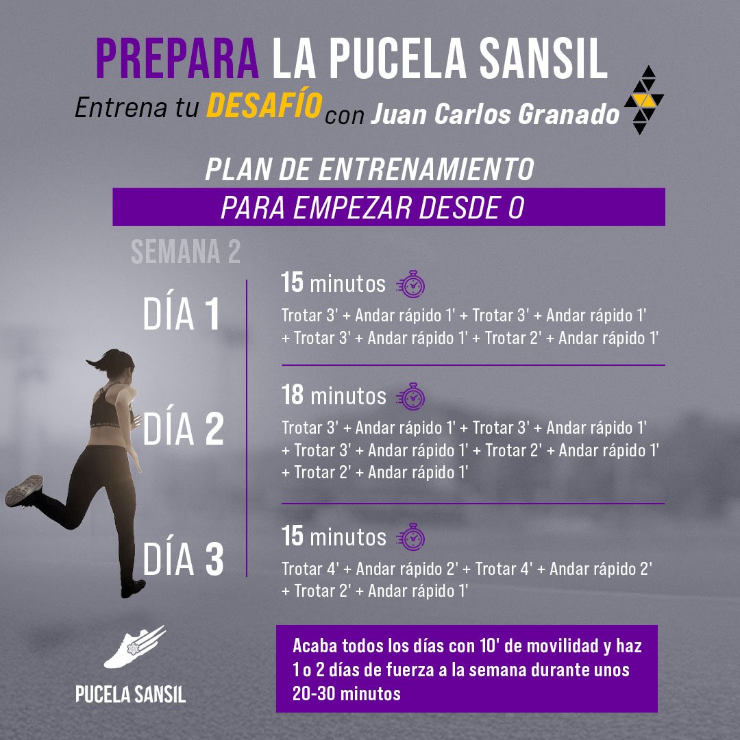 pucelasansil's tweet photo. 🏃🏻‍♂️¡Prepárate para la #PucelaSansil con @juankimen! Segundo lanzamiento del Plan de Entrenamiento Semanal para que llegues a la carrera en tu mejor forma.

🏃🏻‍♀️Cada semana compartiremos ejercicios específicos para tres niveles: principiantes, novatos y corredores experimentados. https://t.co/dmNMi7sUlr